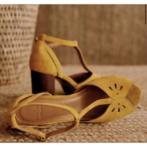 Sezane Simone High Sandals Open toe Block Heel T-Strap...